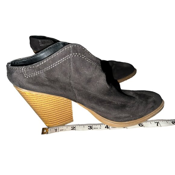 dv by Dolce Vita Suede Mules with 3" Chunky Wooden Heel Sz 6 Womens Grey - Picture 7 of 16